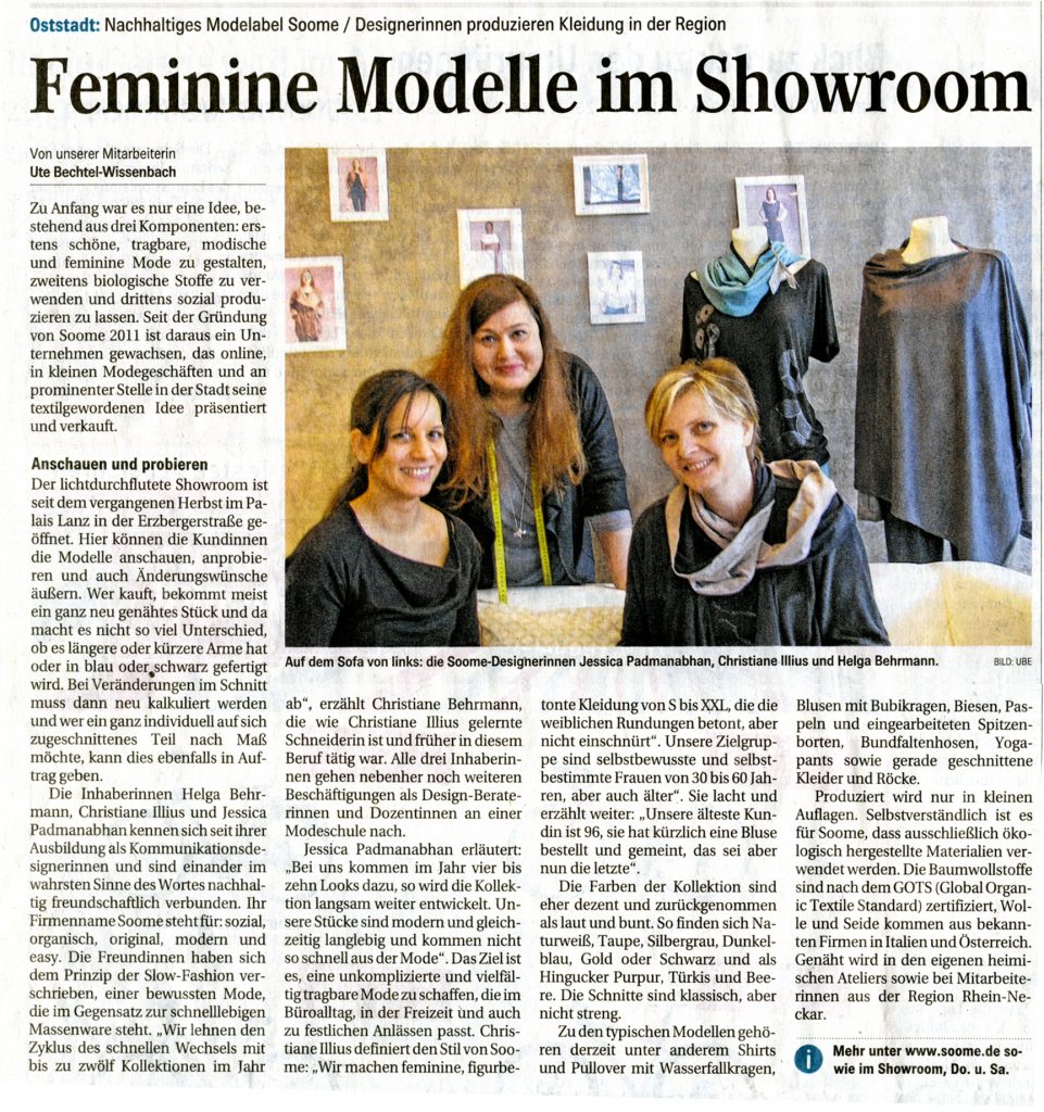 soome Presseartikel  im Mannheimer Morgen 2016